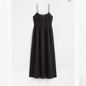 Black cotton smocked dress